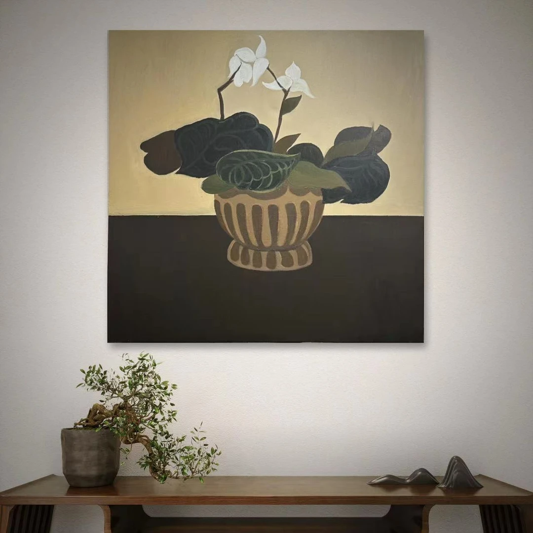 油画手绘名画《中古》现代北欧餐厅挂画玄关客厅背景墙装饰画家装