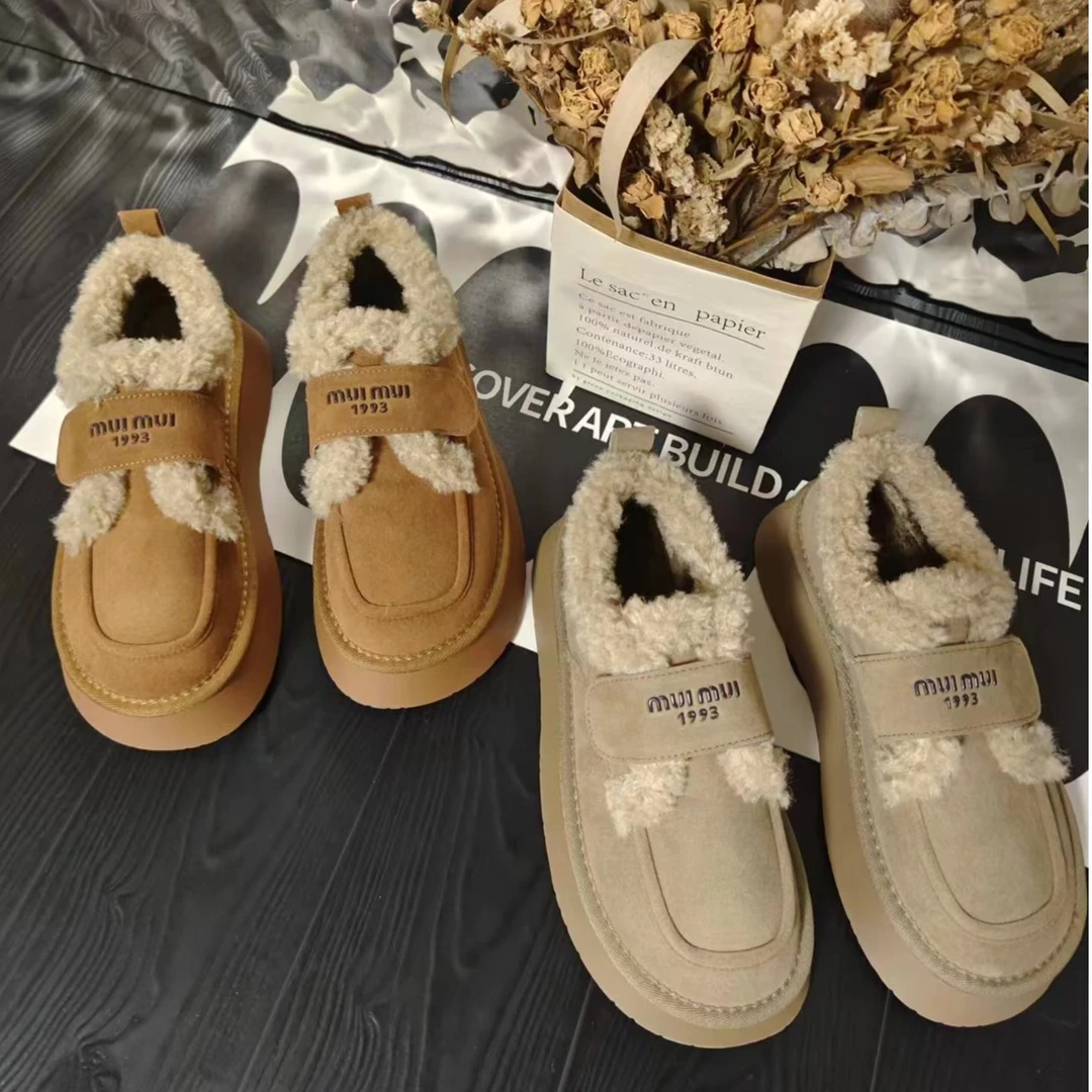 2023秋冬雪地靴时尚休闲外穿百搭厚底加绒加厚保暖冬季圆头雪地靴