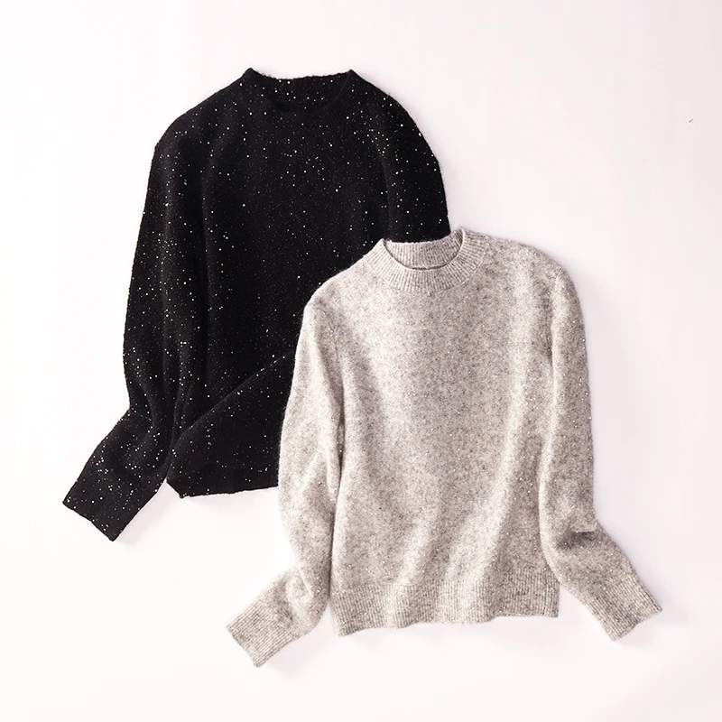 GP266 菲诗菲曼高端定制  圆领亮片针织套衫WL4467M