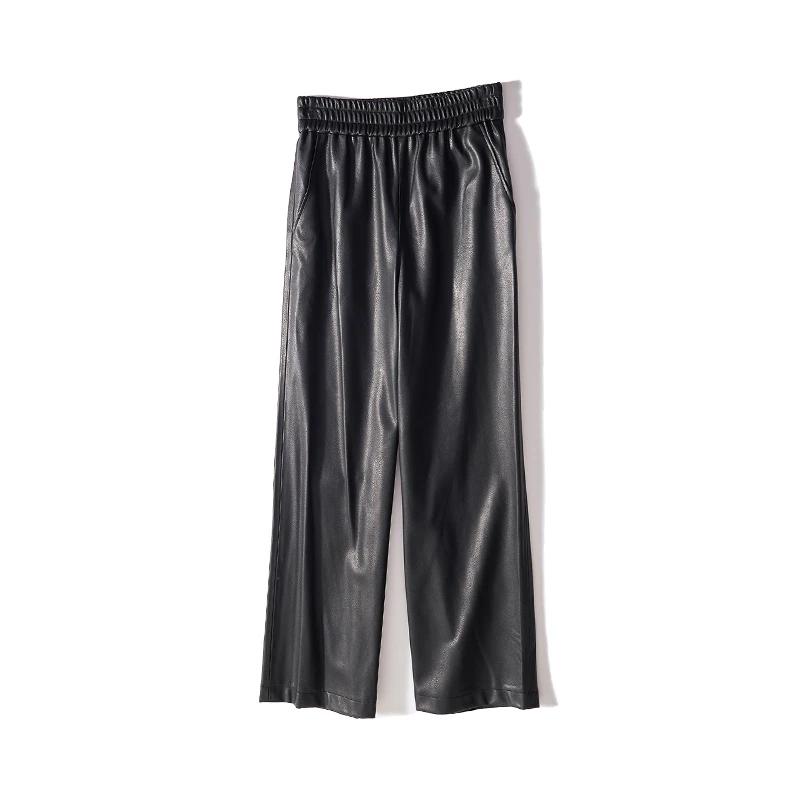 GP176 菲诗菲曼高端定制  松紧腰皮阔腿裤WL4612K