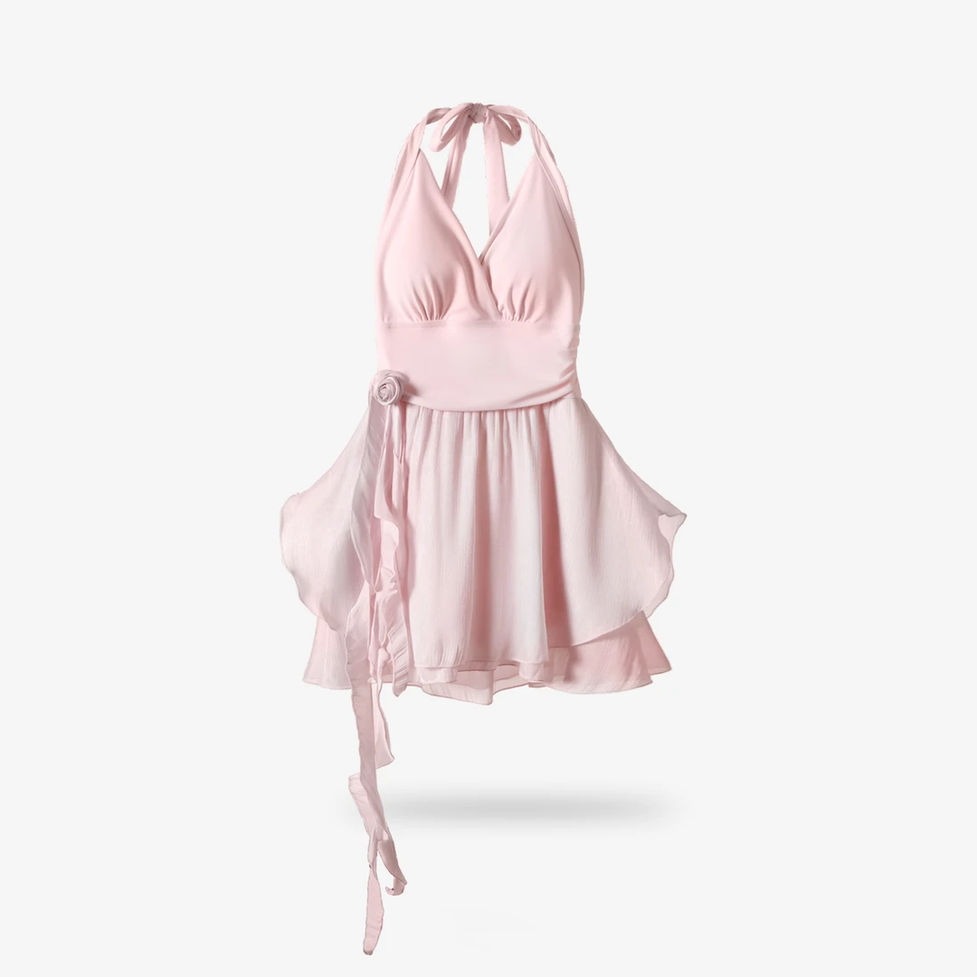 【5.28 半夏】挂脖显瘦法式遮肉女士连体泳衣