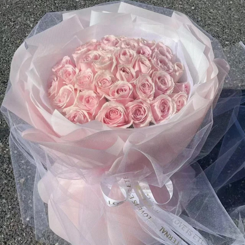 热销【满心欢喜】33朵粉玫瑰精致花束送对象闺蜜生日礼物同城花店送上门