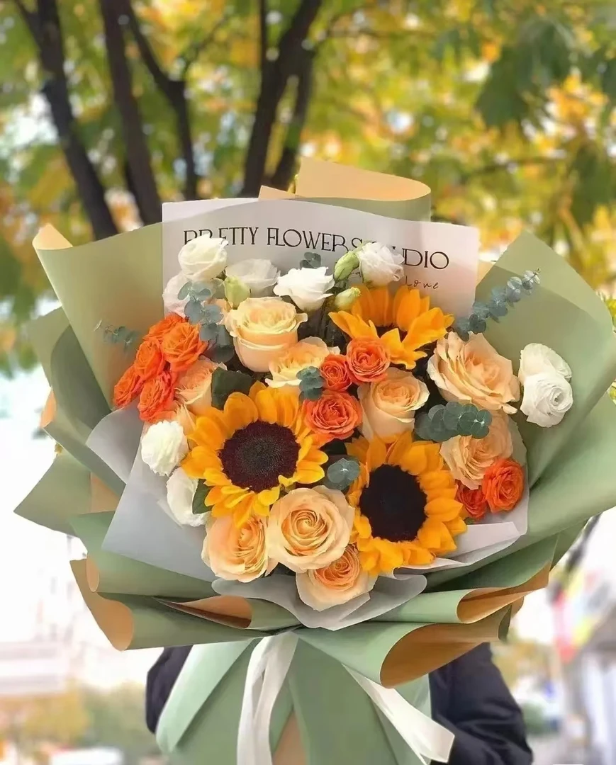 【美好祝福】3支向日葵混搭花束生日祝福接风送学生朋友鲜花花束 同城花店送花上门