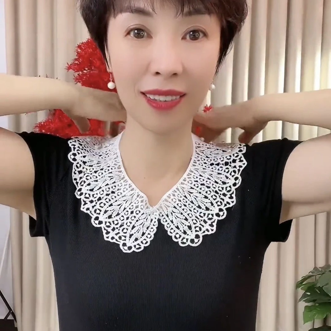 【新疆包邮】贝珠蕾丝假领子镂空木棉丝披肩