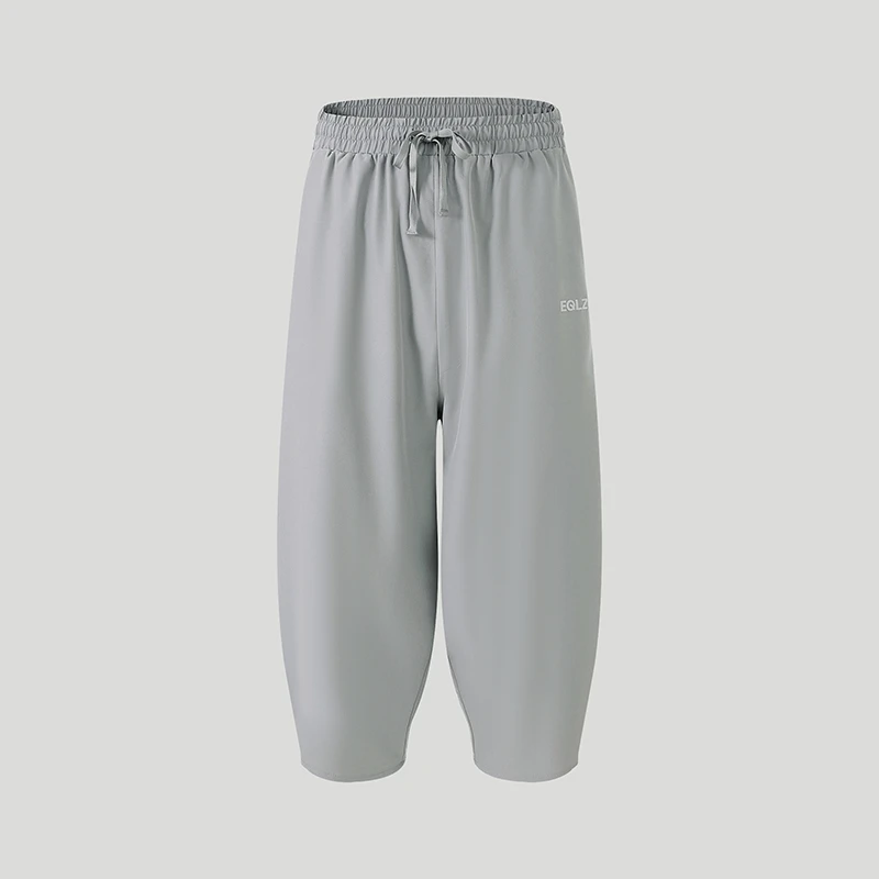 EQLZ义阔官方运动梭织长裤透气篮球健身宽松直筒九分裤男无中生有