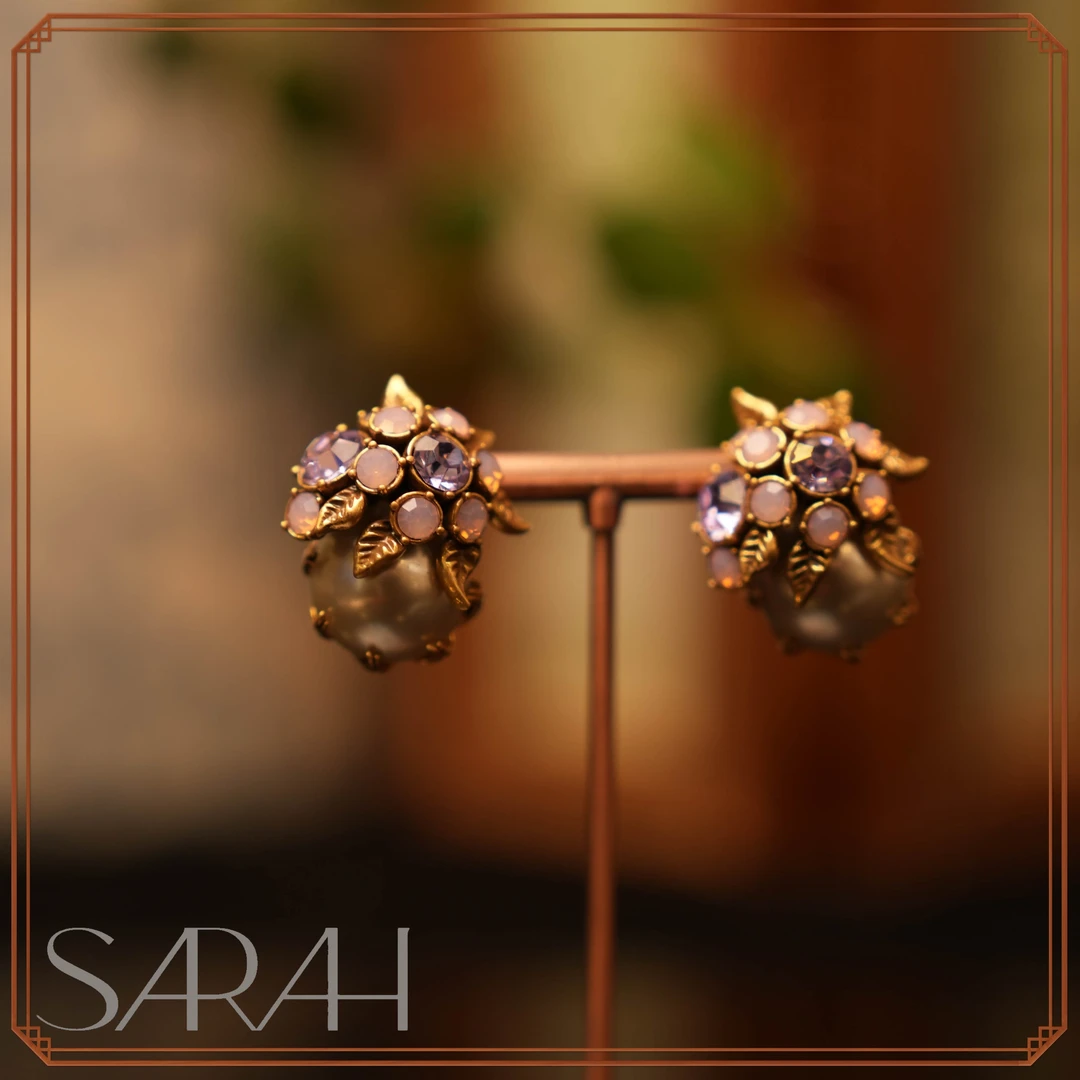 纯铜合成锆石耳饰 DearLisa.精工系列气质粉色彩蛋贝珠银针耳钉