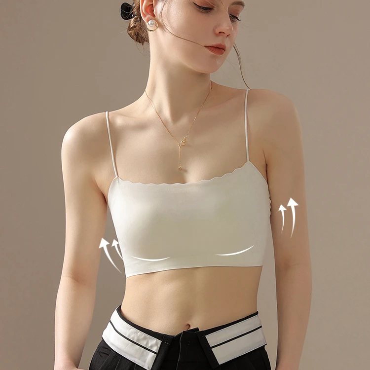 冰丝无痕美背内衣一体式运动裹胸防下垂内搭胸罩吊带固定抹胸薄款