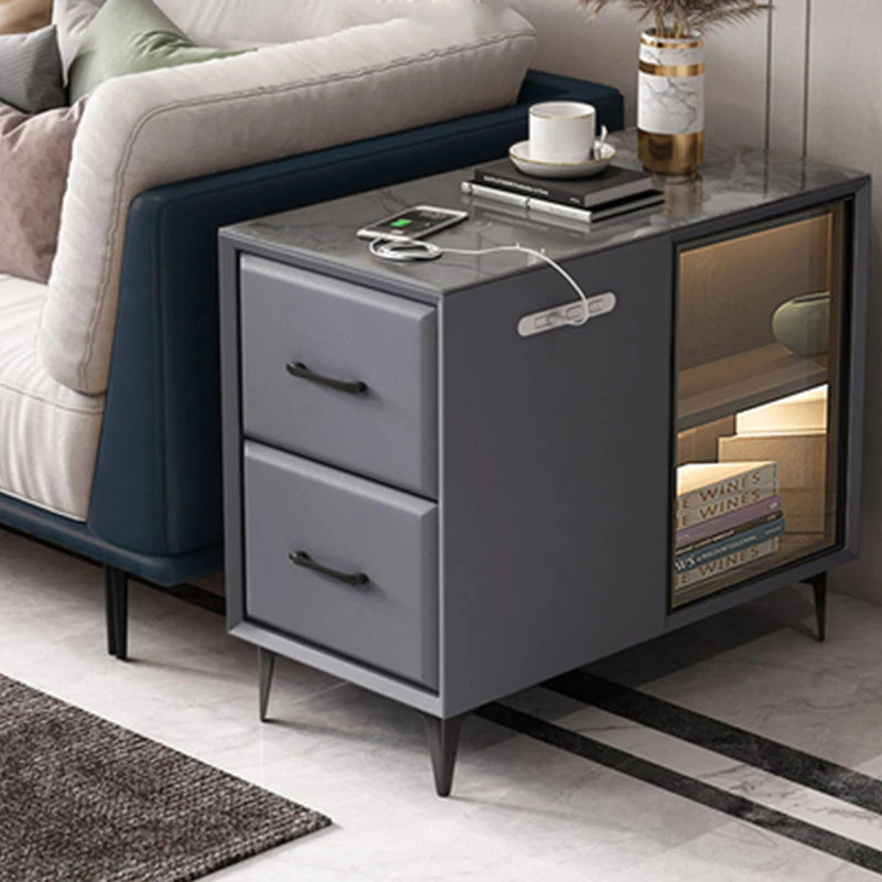 【清仓直销】客厅沙发边几智能可充电岩板角几茶几小户型实木简