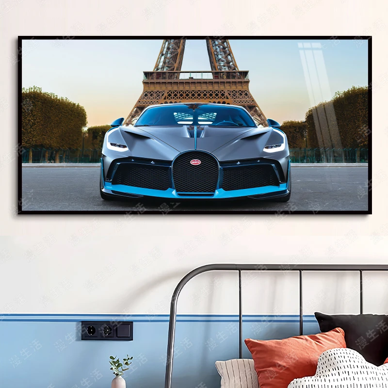 超跑布加迪尔非尔铁塔男孩卧室装饰画客厅玄关轻奢精选挂画
