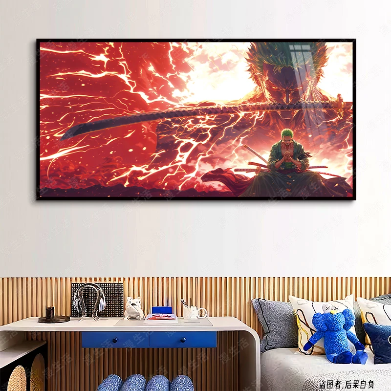 海贼王地狱索隆高清电竞房铝合金装饰画客厅轻奢卧室玄关动漫挂画