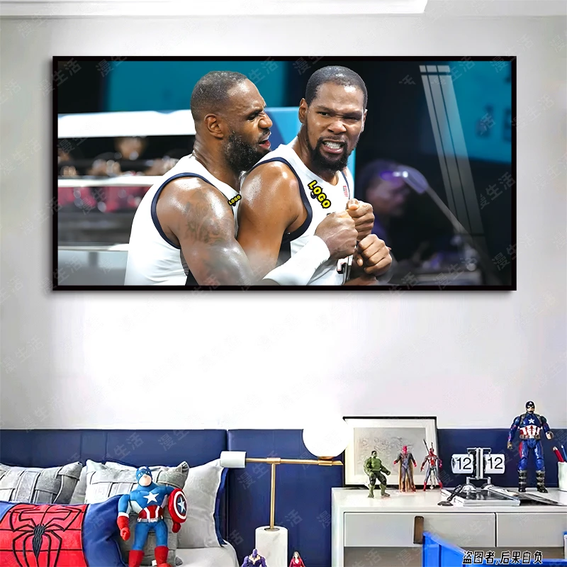 NBA球星挂画詹姆斯杜兰特铝合金装饰画篮球球迷客厅卧室玄关挂画