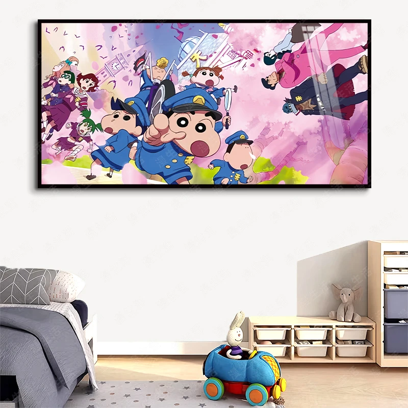 蜡笔小新冒险合集高清铝合金儿童房装饰画客厅卧室动漫挂画