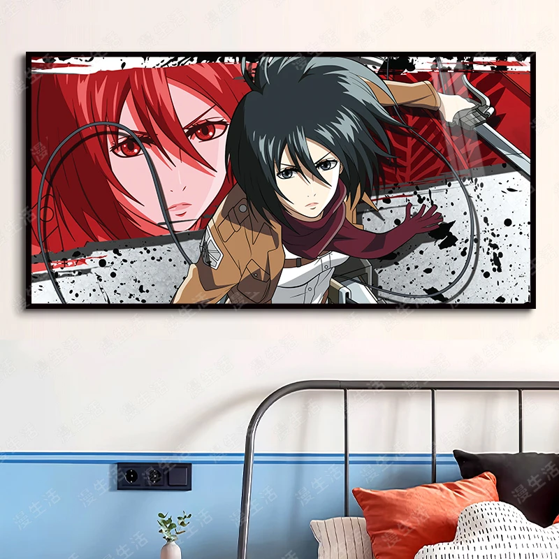 进击的巨人三笠个人挂画高清铝合金装饰画客厅卧室玄关轻奢挂画