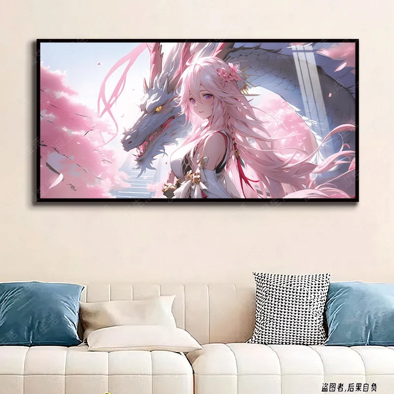 八重神子原神游戏高清铝合金装饰画客厅卧室玄关动漫挂画