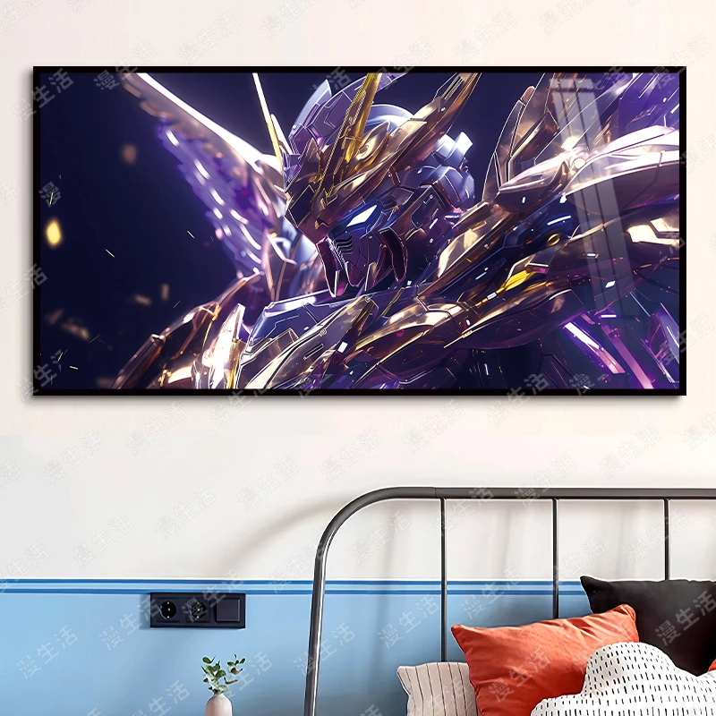 紫金高达儿童房高清铝合金床头装饰画客厅卧室玄关电竞房动漫挂画