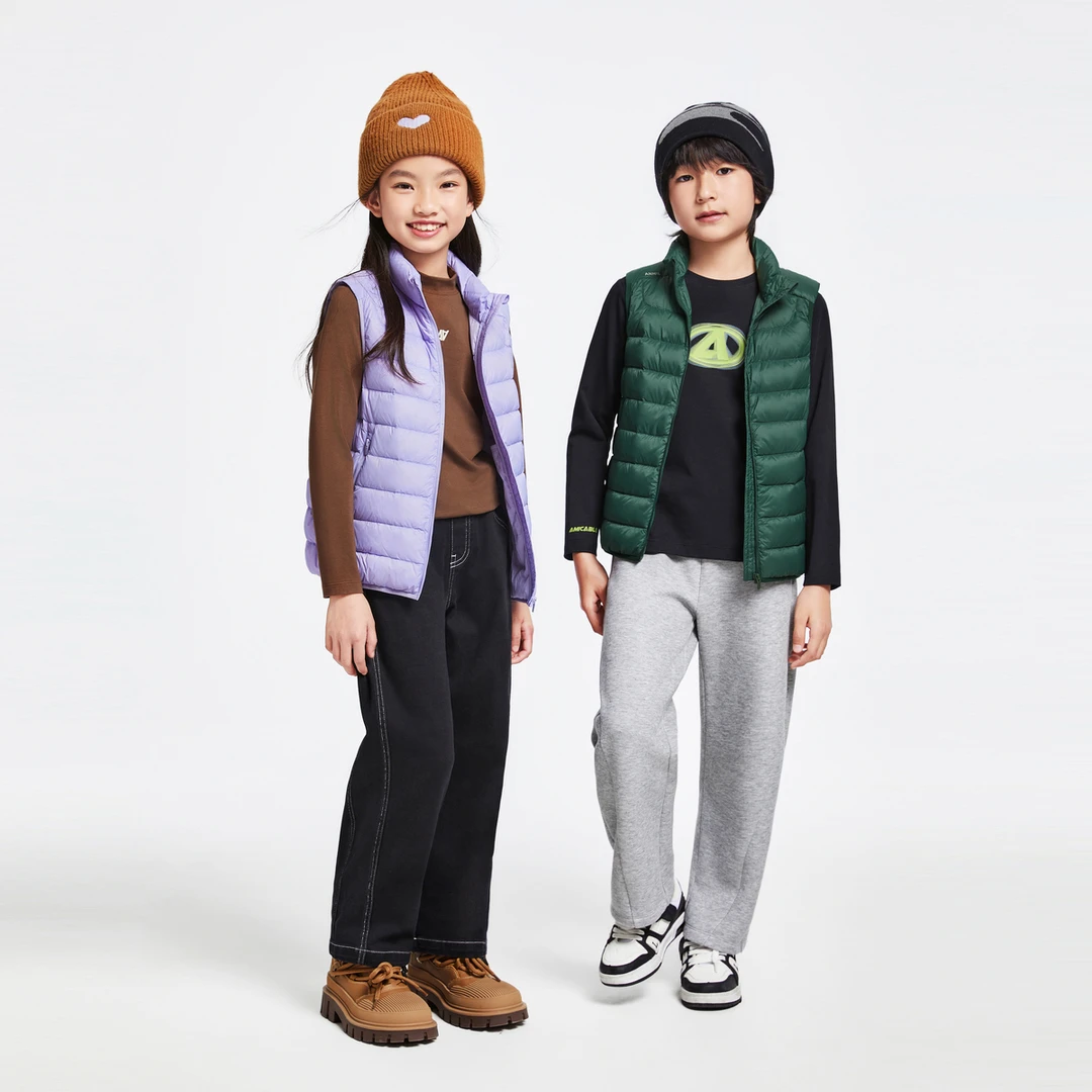 【安奈儿】轻薄羽绒马甲儿童女童外穿薄款中大童马夹保暖EM442504