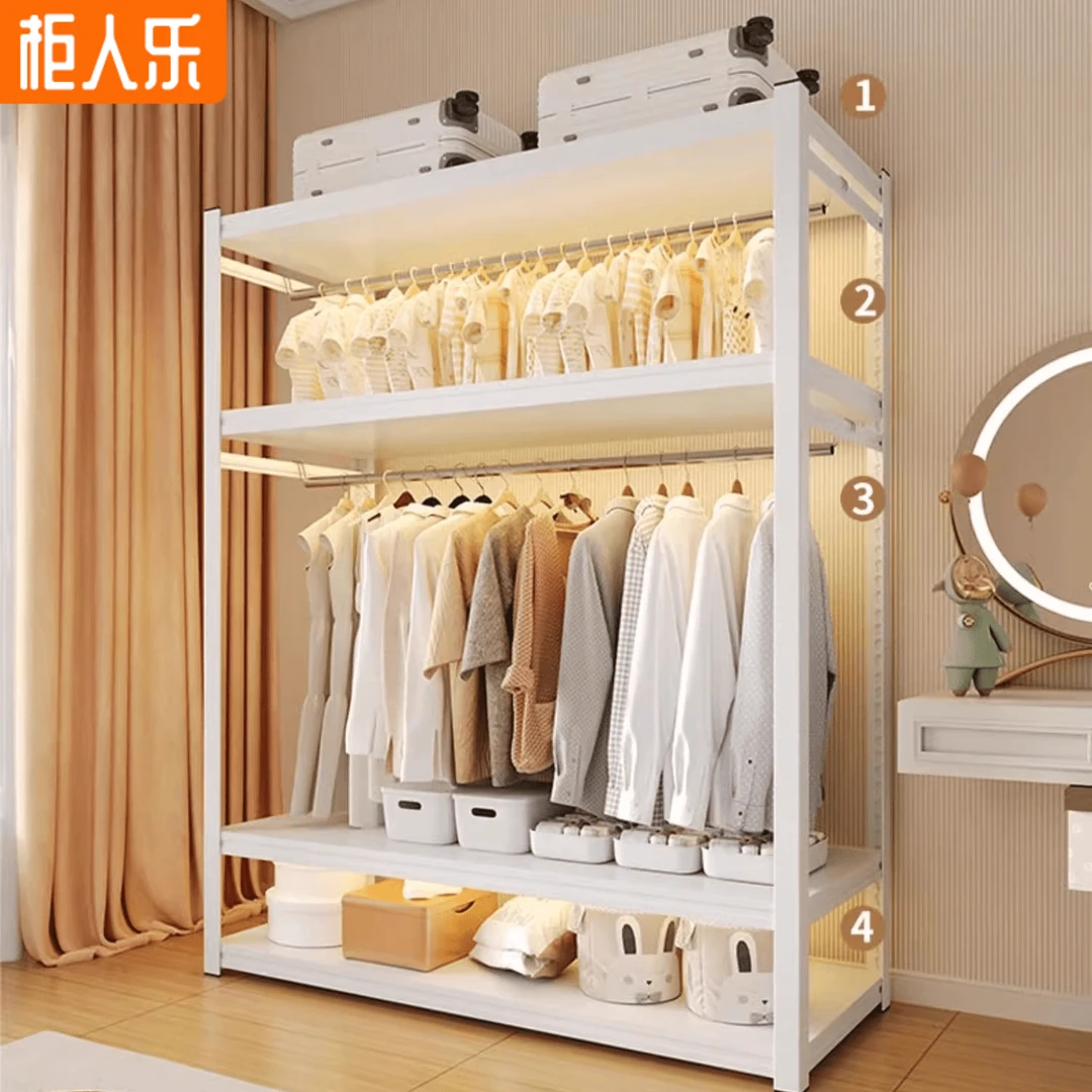 柜人乐衣柜卧室家用衣柜简易衣柜全钢架衣柜出租房组合衣柜收纳柜