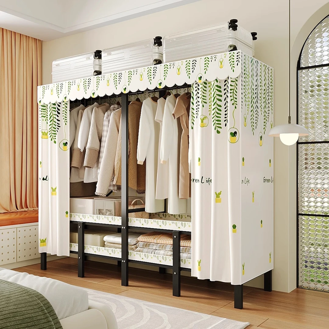 免安装家用卧室简易布衣柜全钢架收纳衣橱出租房柜子结实耐用折叠