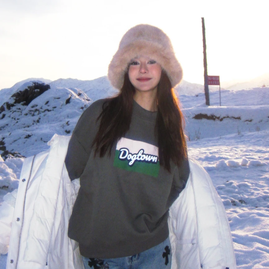 DOGTOWN经典拼色LOGO圆领宽松落肩棉男女百搭卫衣美式简约复古