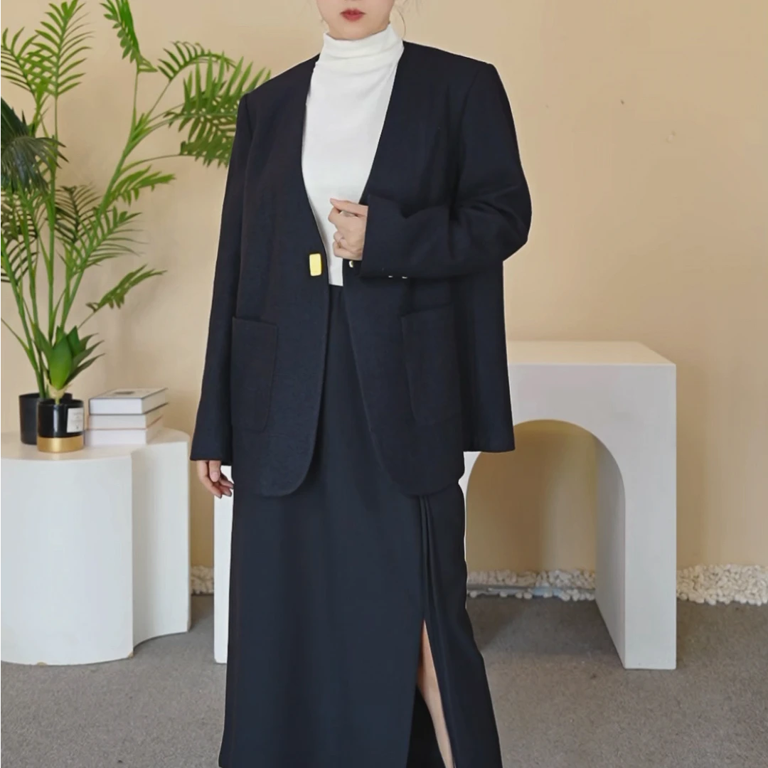 PARKVIEW/百芙川西服显瘦气质长袖蓝色时尚休闲修身职业HF937