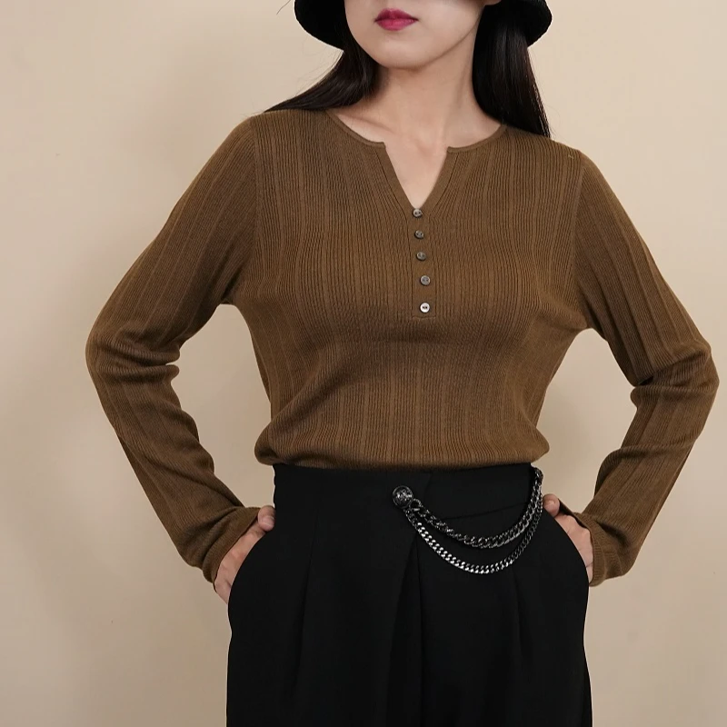 女装长袖休闲秋季开衫毛衣上衣百搭时尚气质上衣纯色针织衫AW5007