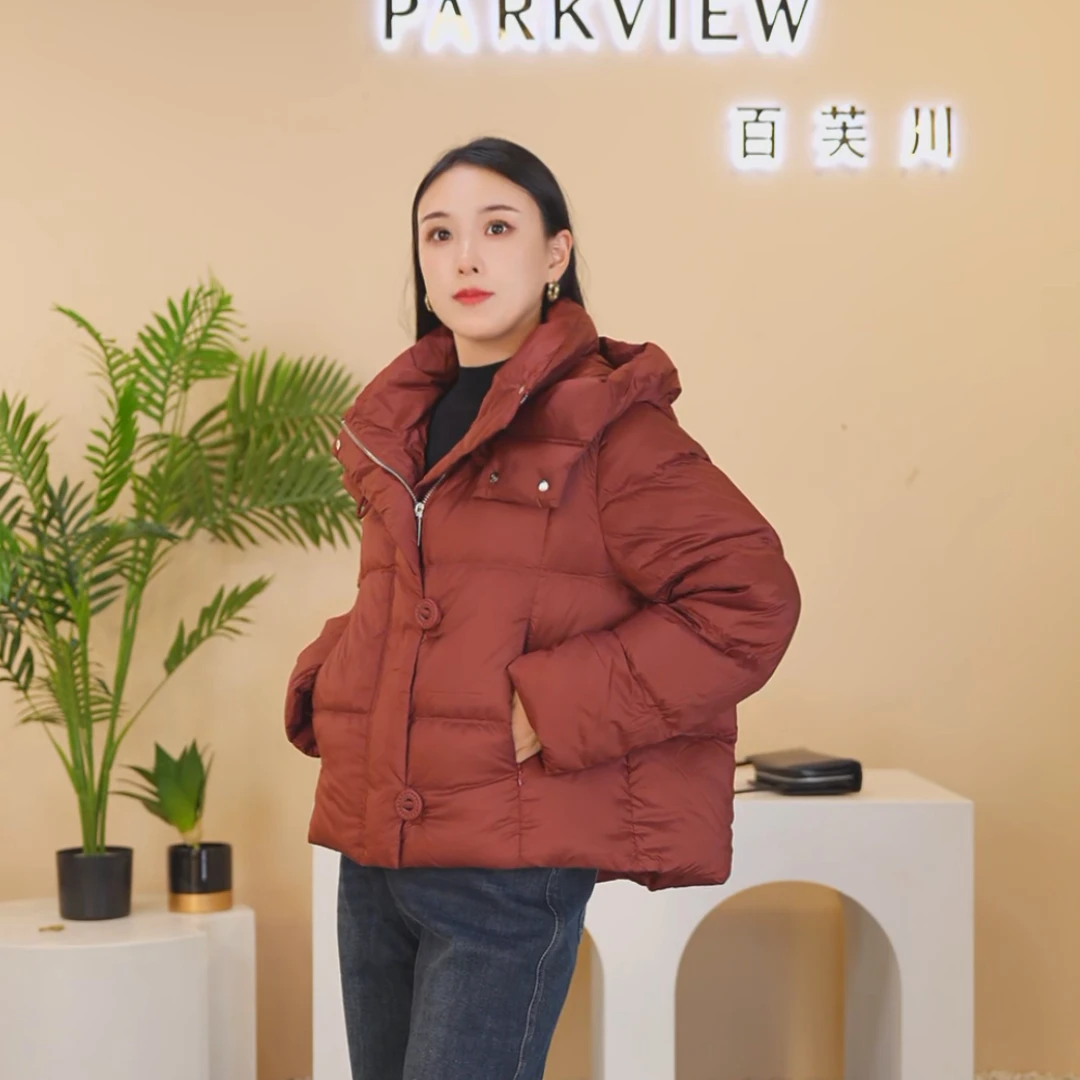 PARKVIEW/百芙川羽绒服女款短款时尚女士连帽保暖秋冬冬季YK126-1