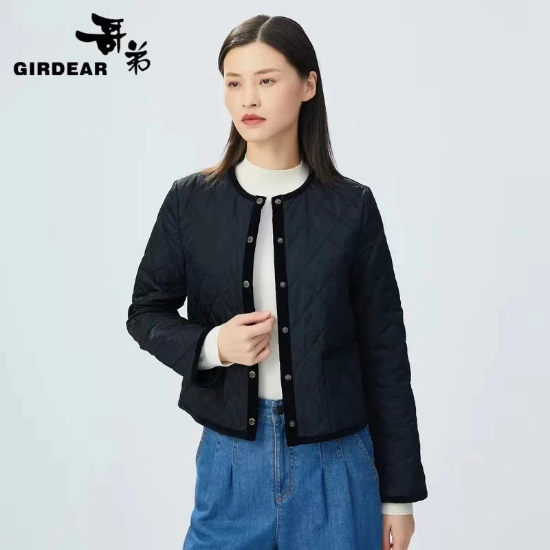 哥弟 小香风菱格纹棉服外套（2色）1400512