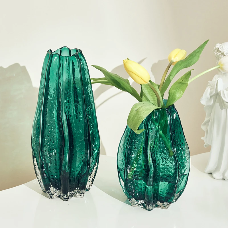 杨桃高档轻奢玻璃花瓶透明水养水培鲜花客厅餐桌样板间插花瓶摆件
