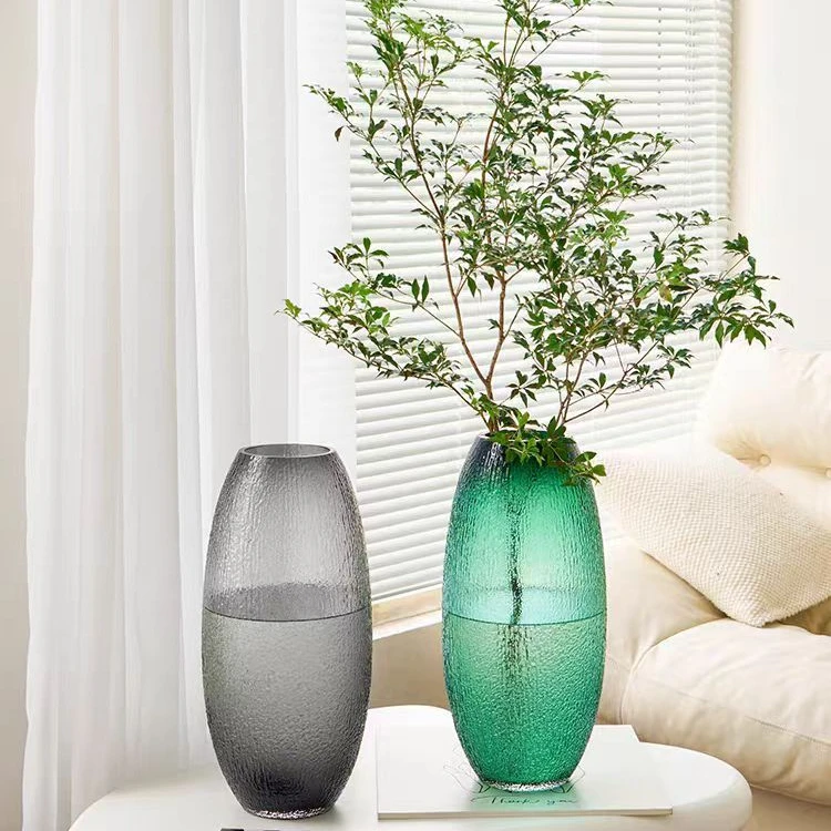 特大号落地菩提玻璃花瓶水培富贵竹马醉木吊钟家居客餐厅插花摆件