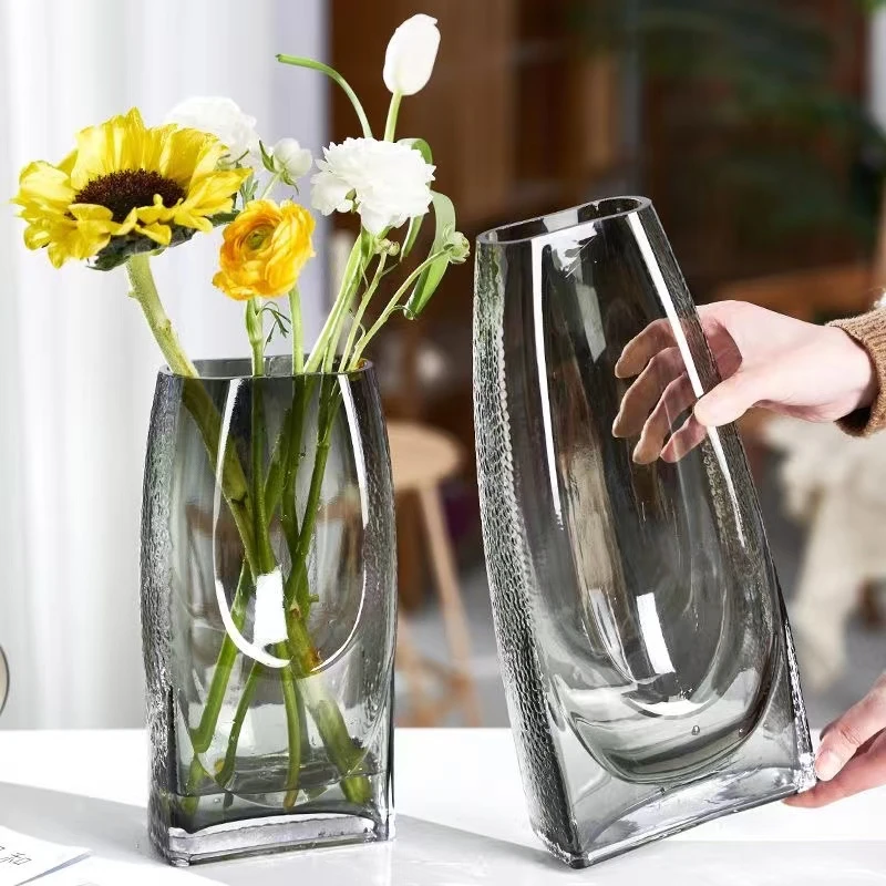 望苍丨玻璃花瓶设计感摆件客厅插花水培创意简约酒店样板间装饰
