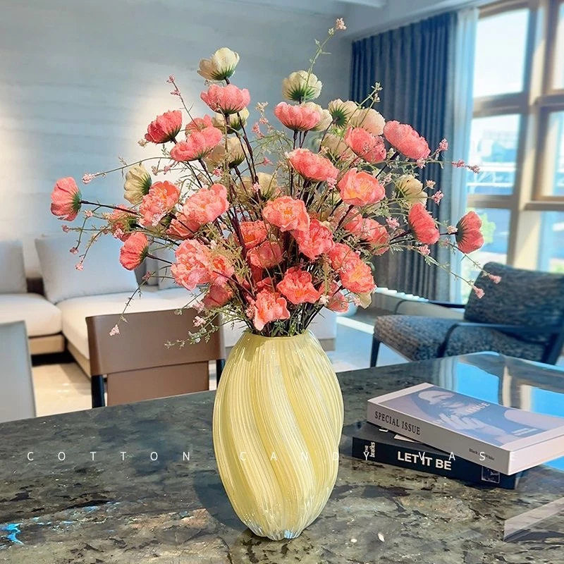 2025【奶油色麦芽糖花瓶】创意简约款玻璃花瓶鲜花干花插花花器摆件