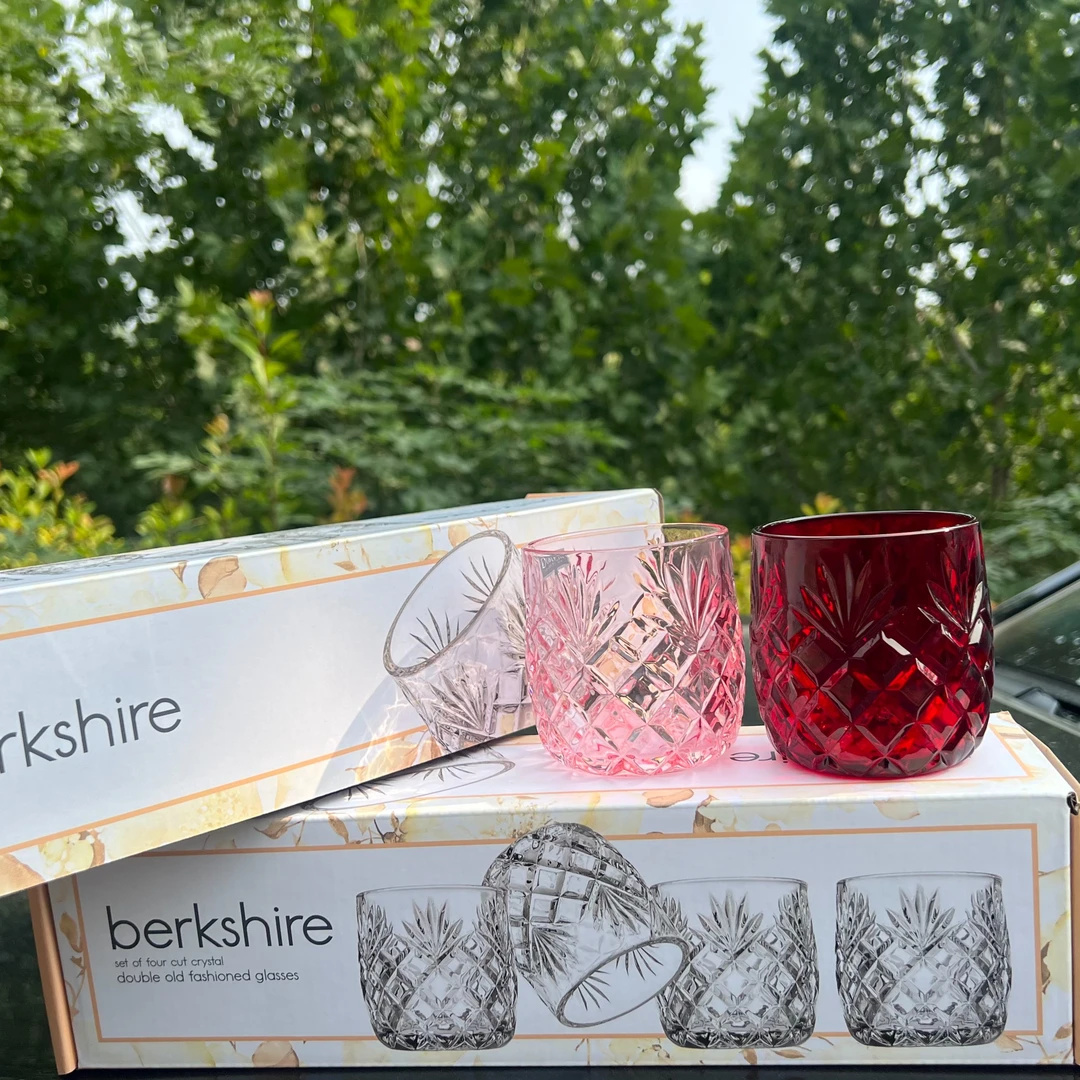 钻石切面格纹浮雕玻璃杯新年元旦圣诞礼物喝水杯威士忌酒杯咖啡杯