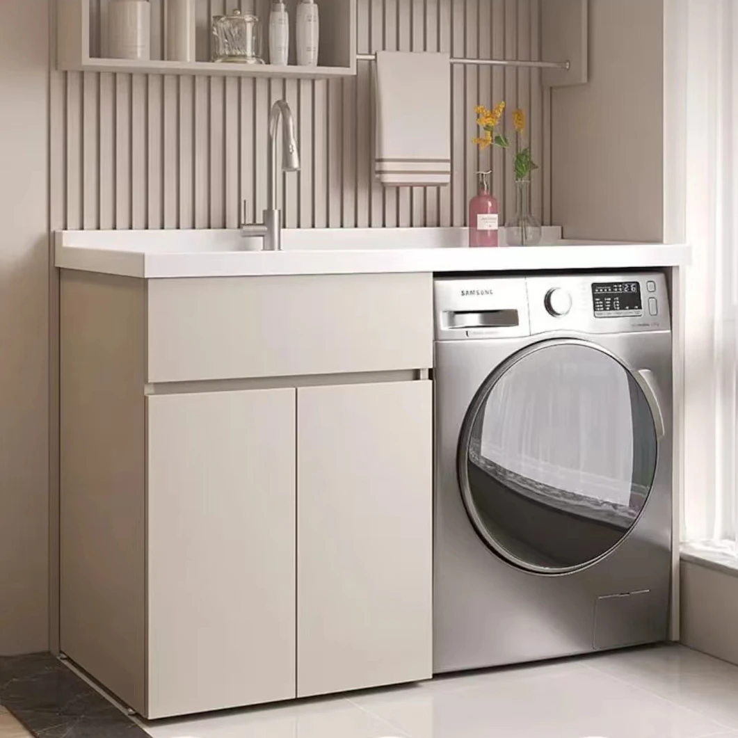蜂窝板洗衣机柜组合阳台一体柜洗衣台带搓板稳固洗脸盆槽洗衣柜