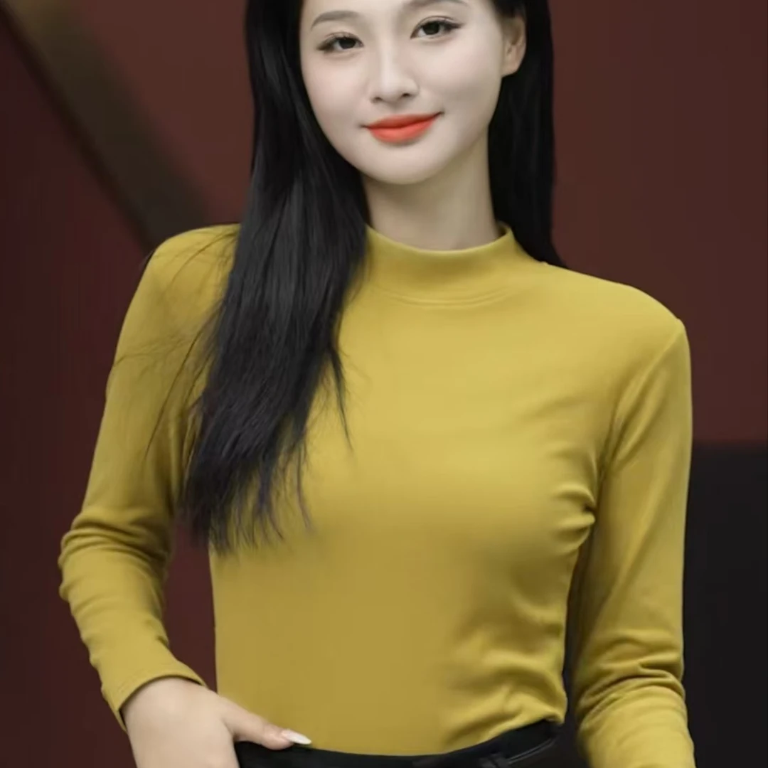 拍一发二半高领貂绒蛋白打底衫女保暖百搭上衣长袖加绒