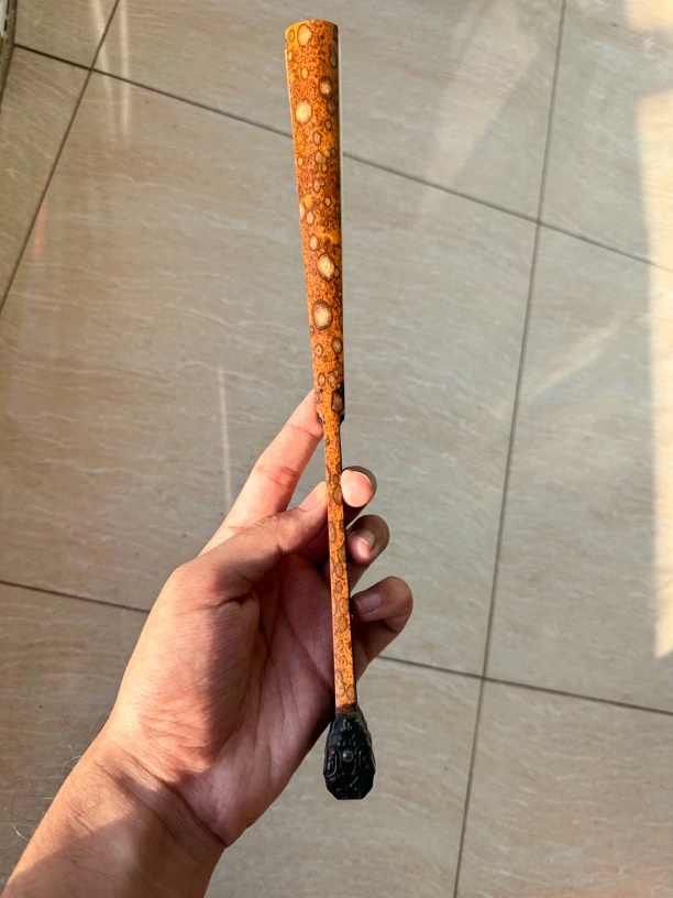 孤品一尺2.5排口不填芯酱油底老梅鹿（黄厚喜精制乌木芯包袱头）