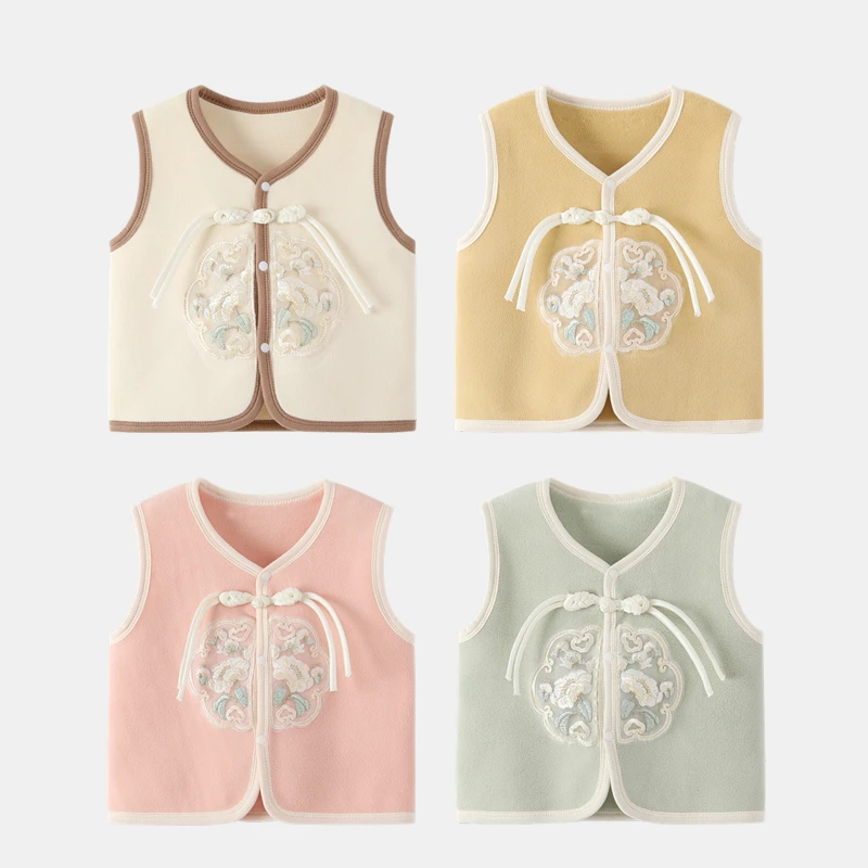 国风儿童马甲春秋洋气婴童奥利绒背心婴儿内穿保暖冬装宝宝上衣