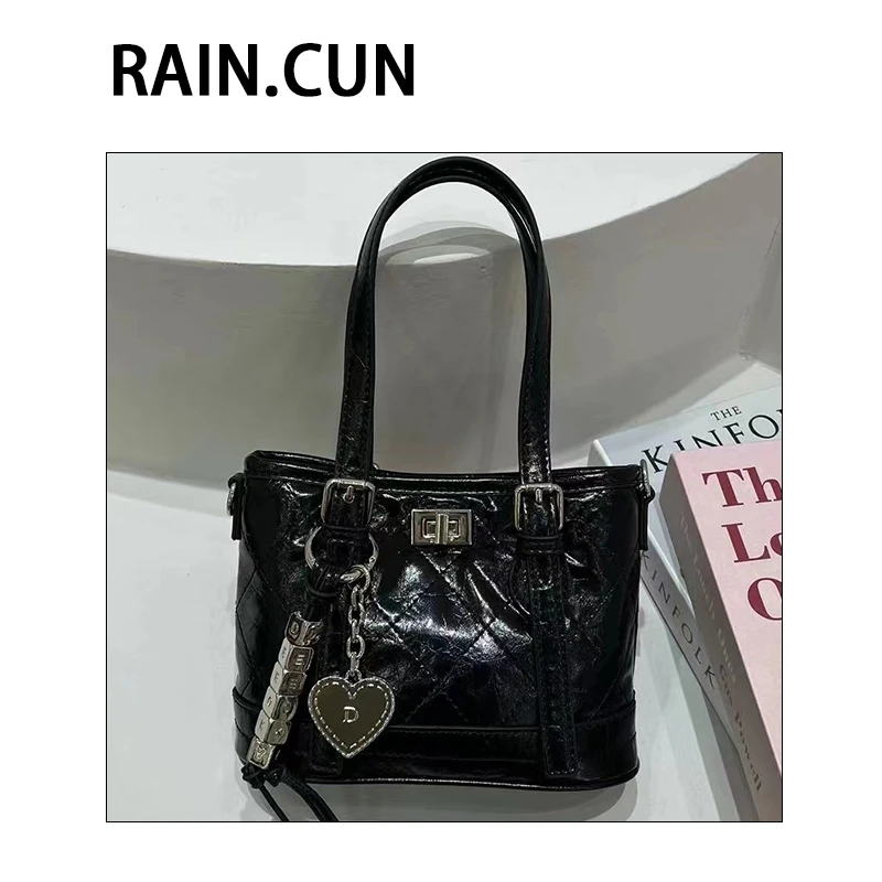 【母亲节礼物】ZT-D9675-黑色-RAIN.CUN轻奢小众时尚女士包