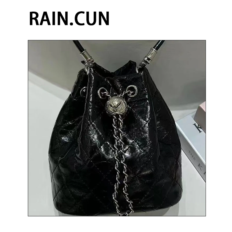 【母亲节礼物】ZT-D9672-黑色RAIN.CUN轻奢小众时尚女士包