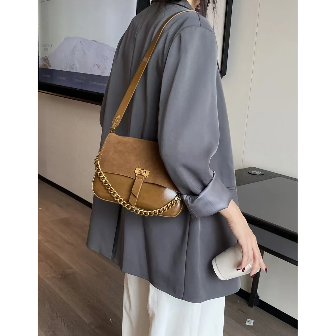 【母亲节礼物】SKL-5287-咖啡色-RAIN.CUN轻奢小众时尚女士包