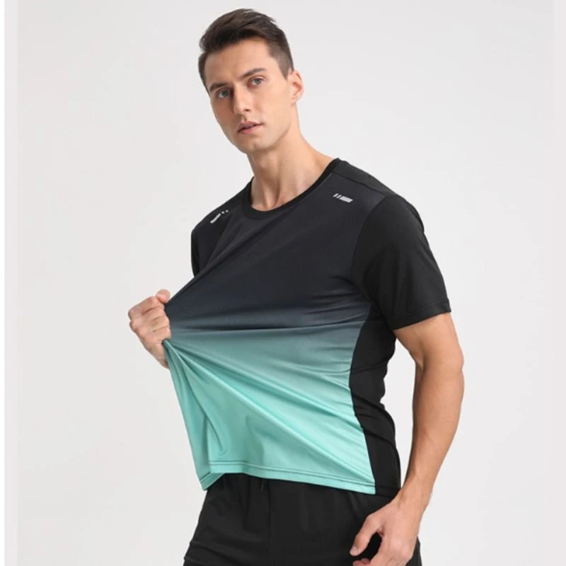 运动t恤男士冰丝速干夏季薄款跑步短袖羽毛球服透气上衣训练衣服