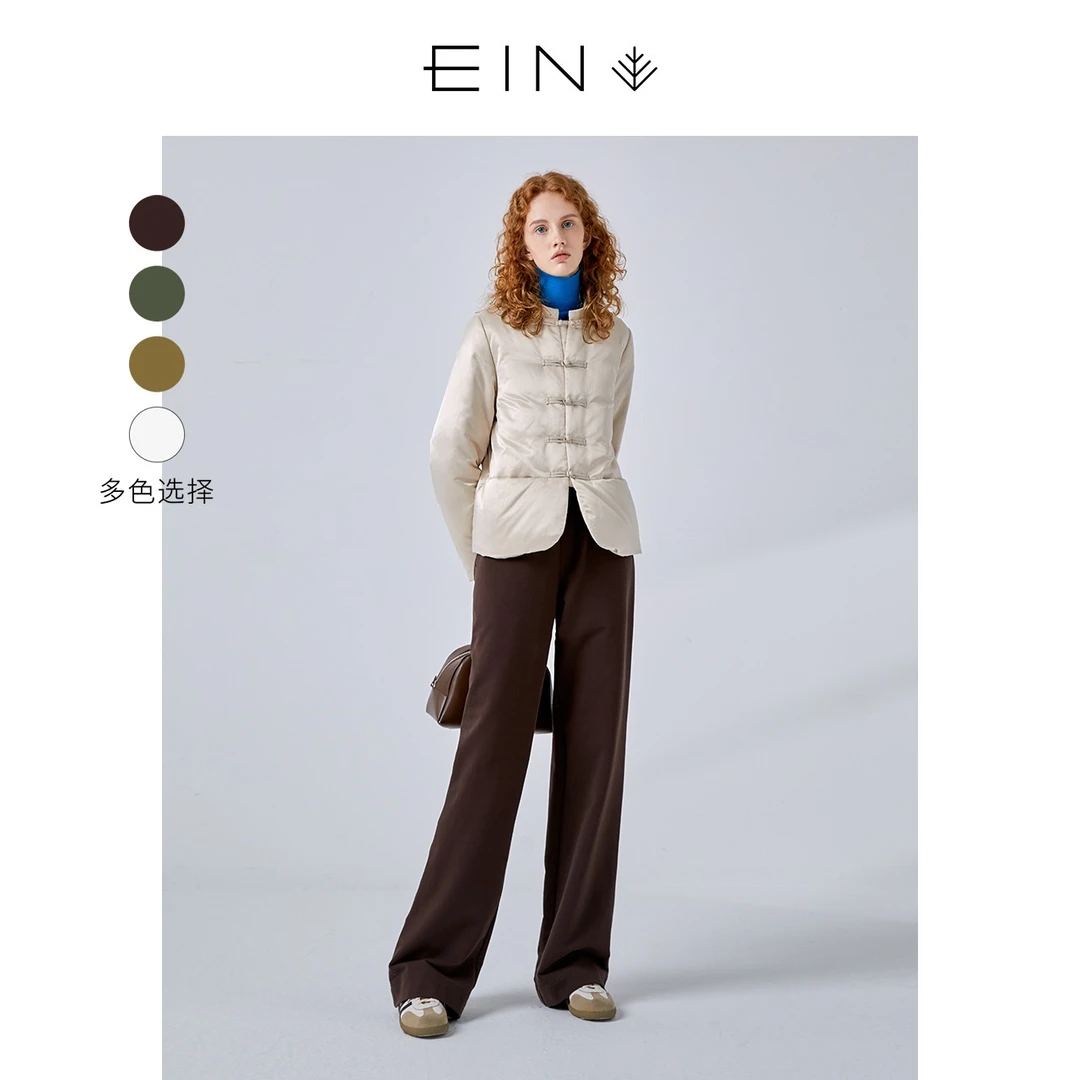 EIN/言2024春季新品文艺复古纯色休闲直筒拖地长裤宽松舒适裤子女