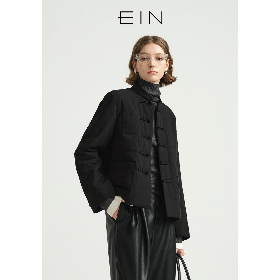 EIN/言新中式国风云感对襟盘扣禅意复古短箱型外套2025秋冬新