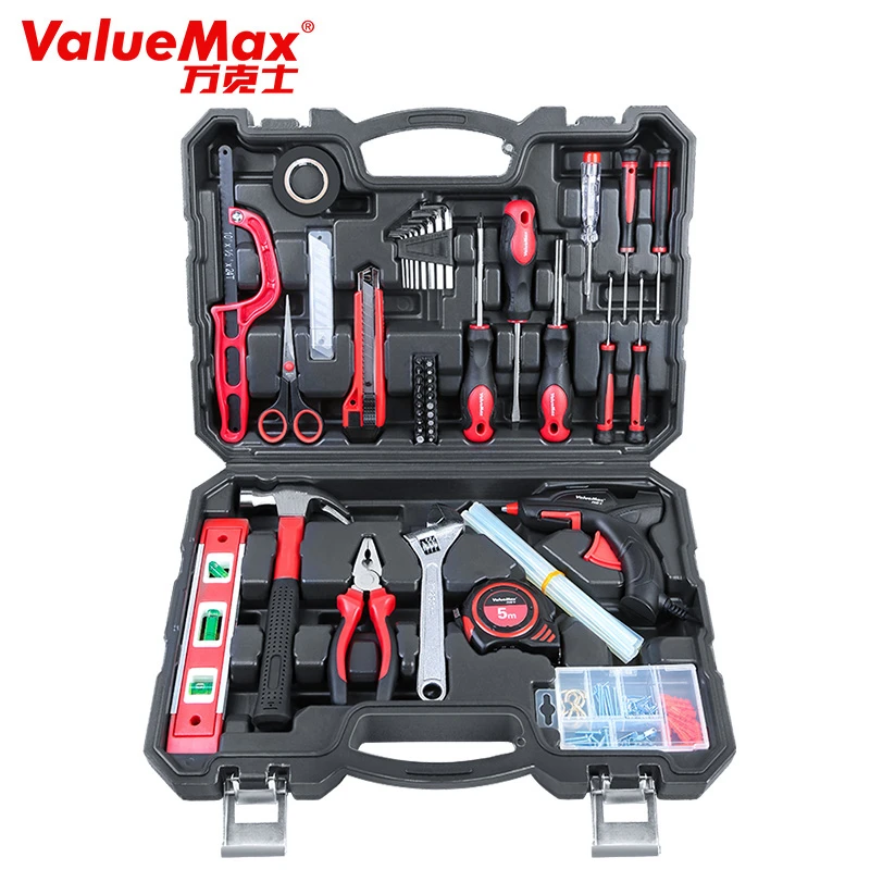 万克士（ValueMax）电工木工家用维修工具箱套装螺丝刀扳手水平仪热
