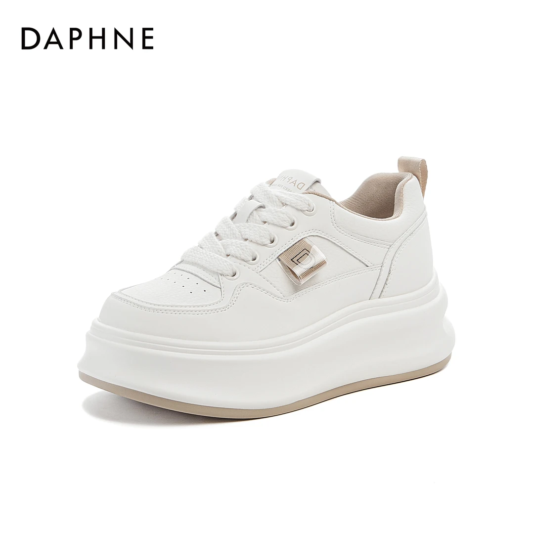 达芙妮高端上档次女鞋官方正品小白鞋百搭春季新款松糕厚底板鞋女