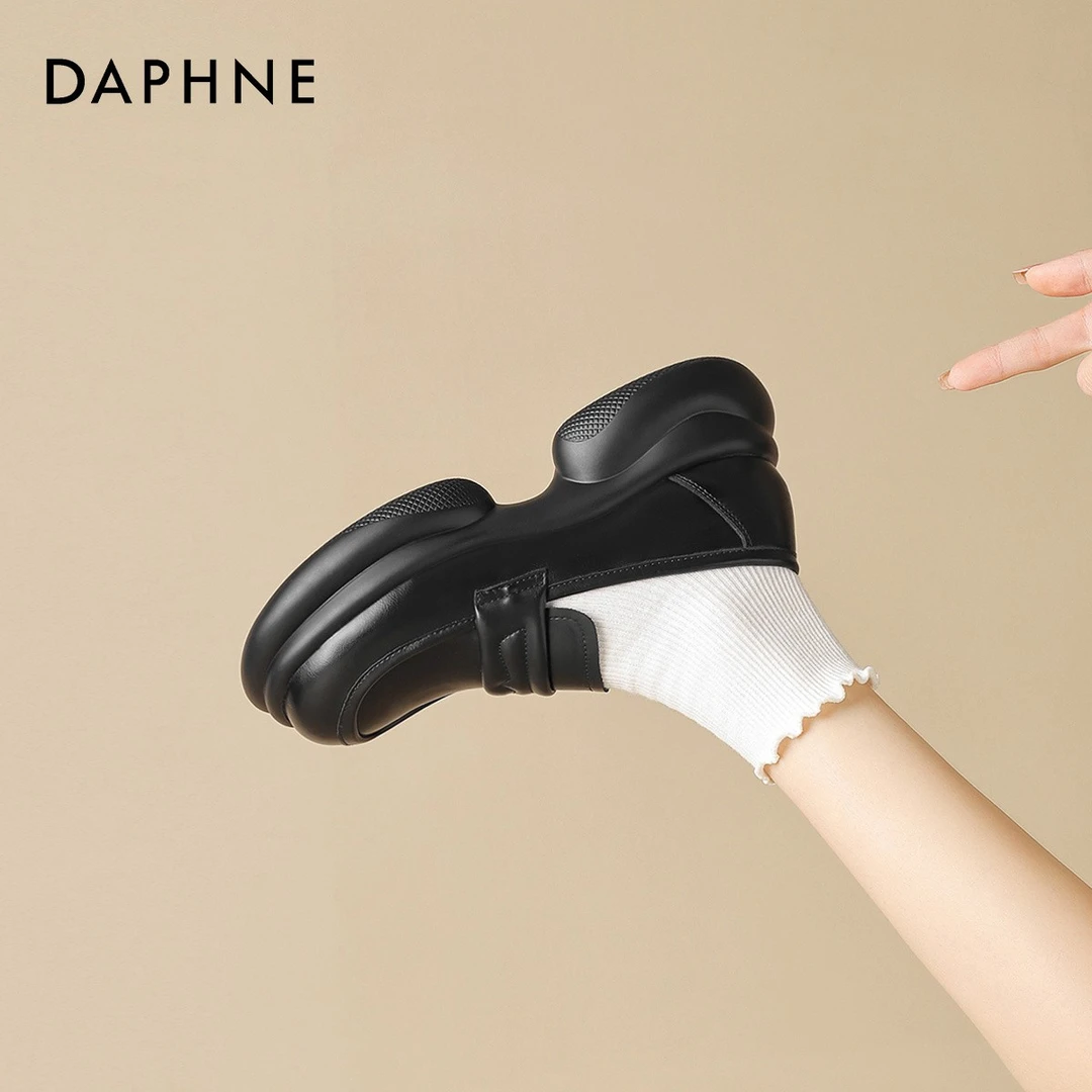 达芙妮时尚厚底松糕鞋乐福鞋新款2025秋季爆款软底单鞋增高小皮鞋