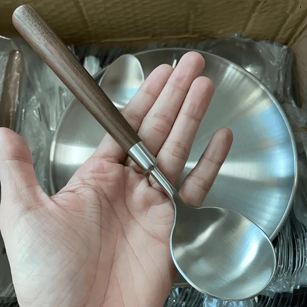 高端尾货高端不锈钢西餐勺子叉子EVA手柄家用吃饭勺汤勺甜品厨具