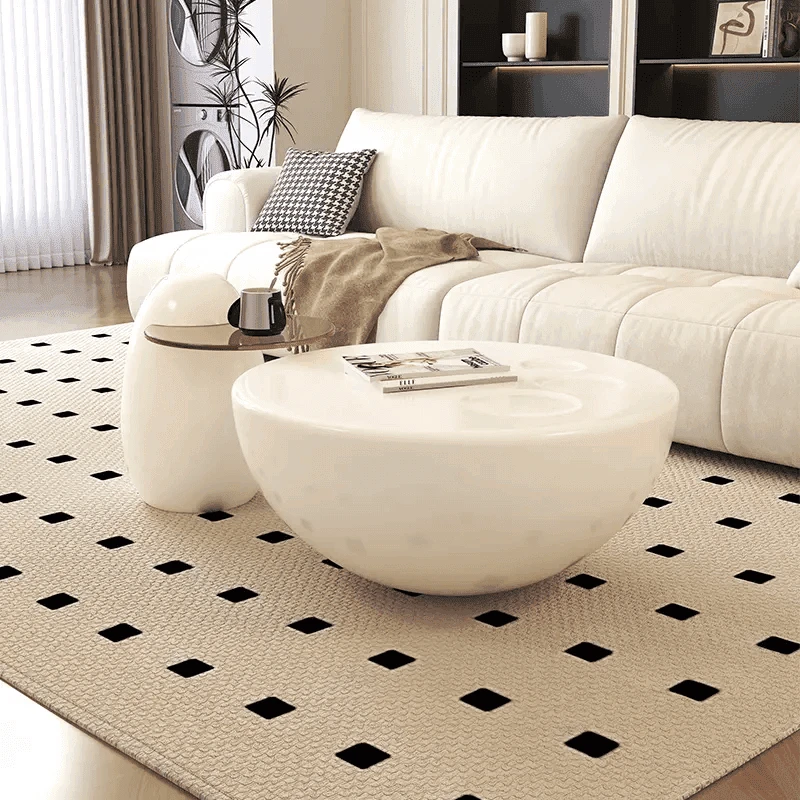 新款猫爪家用奶油风茶几客厅小户型现代简约网红烤漆圆形茶几M02