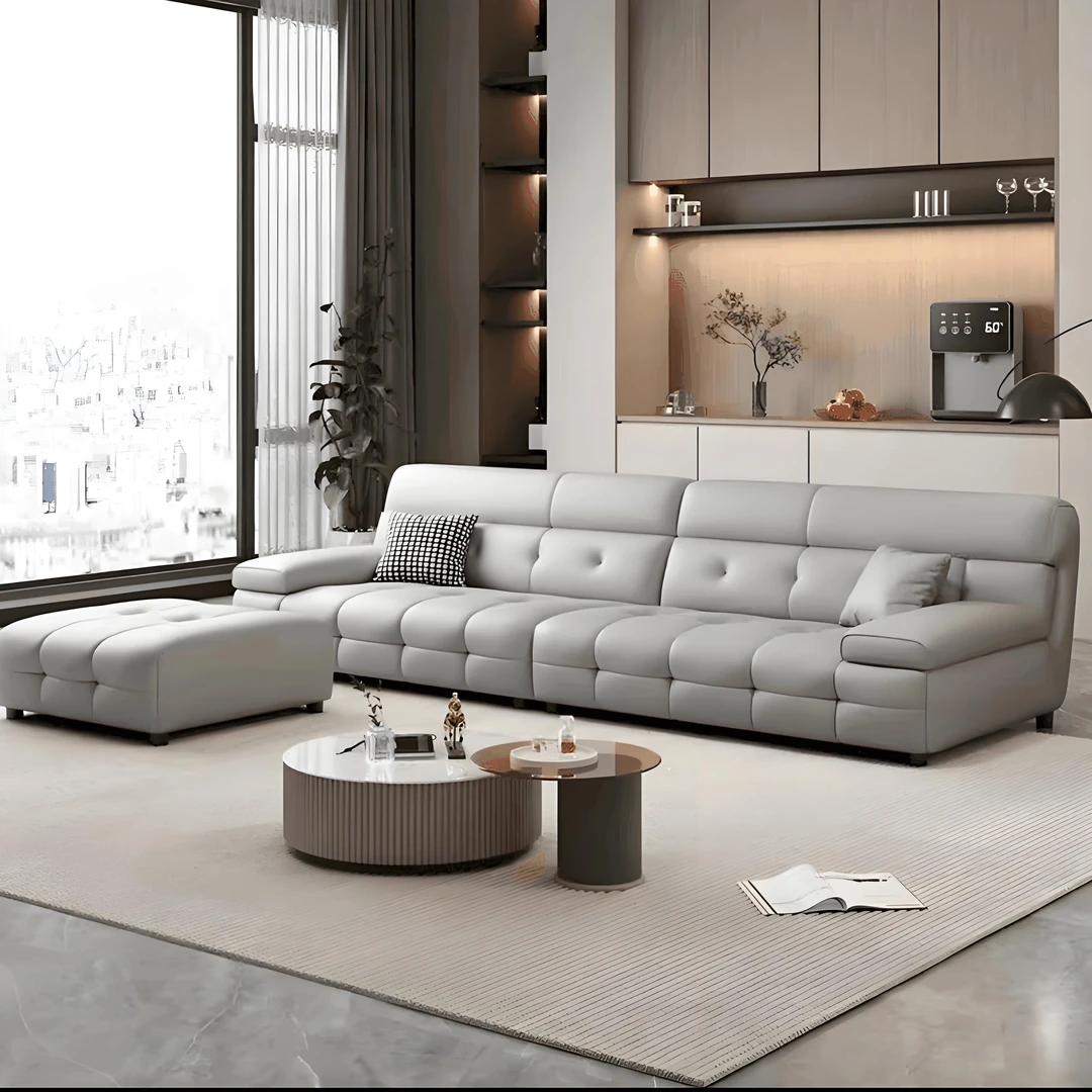 新版高靠劳伦斯真皮头层牛皮沙发现代直排家用客厅沙发轻奢T2415