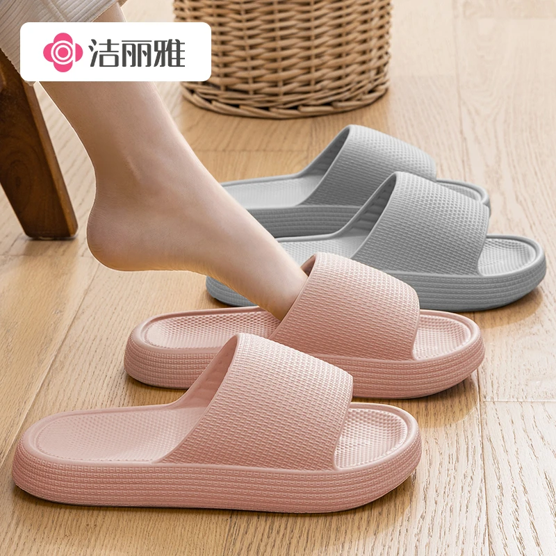 洁丽雅小方格居家防滑凉拖鞋女款2025新款爆款夏季厚底情侣外穿男