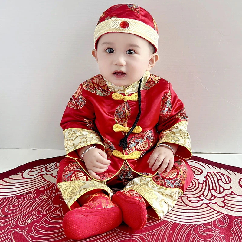唐装周岁礼服一周岁男女宝宝新生儿男宝婴儿满月中国风抓周礼服